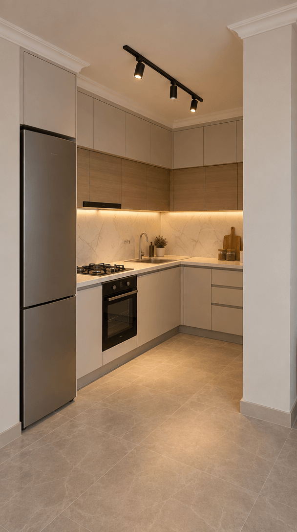 Kitchen interior in Minimalism style — photo by GenRoom AI