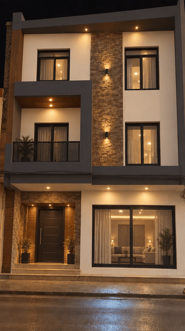 Facade design in Contemporary Facade style — photo by GenRoom AI