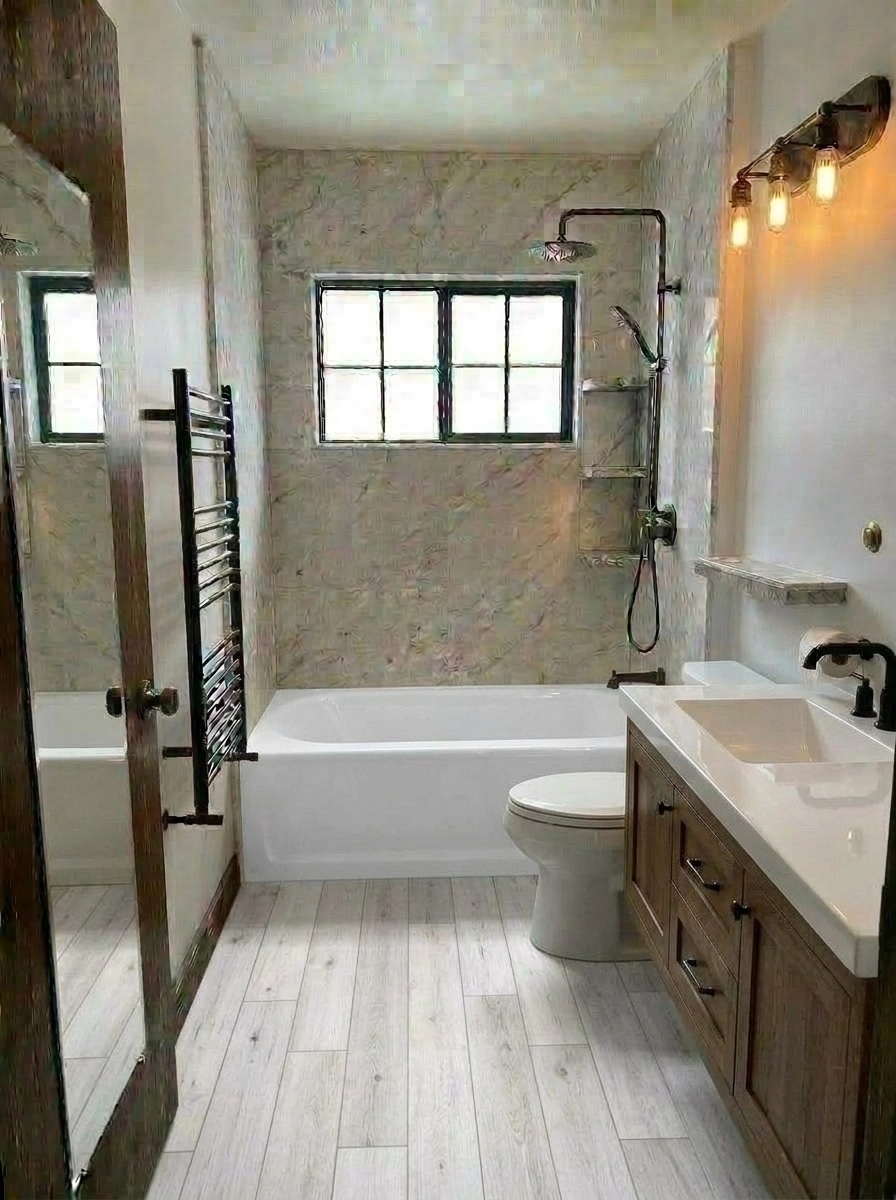 Bathroom interior in Loft / Industrial style — photo by GenRoom AI