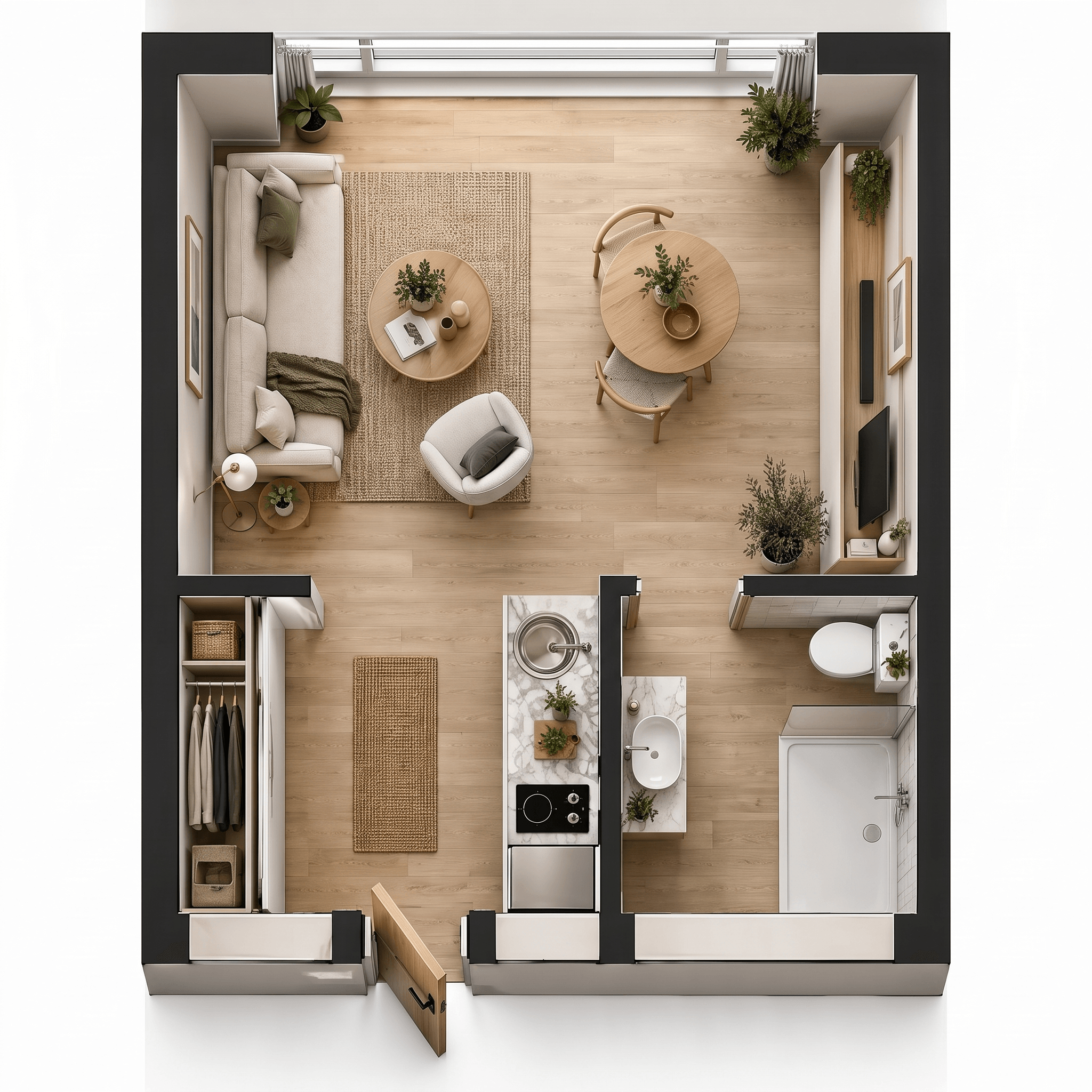 Scandinavian غرفة المعيشة design — interior photo by GenRoom AI