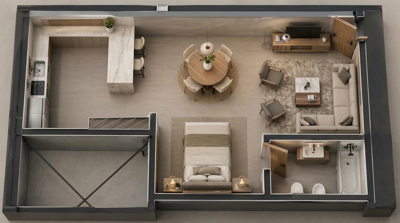 Minimalism Living Room design — interior photo by GenRoom AI