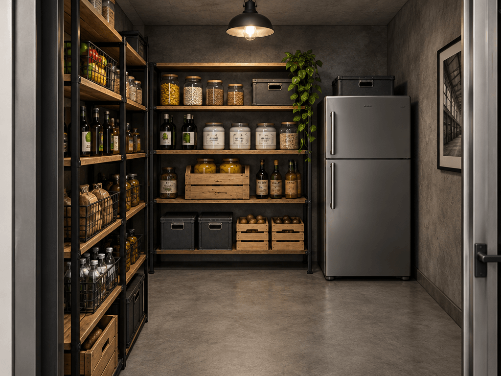 Interior design in Loft / Industrial style — pantry by GenRoom AI