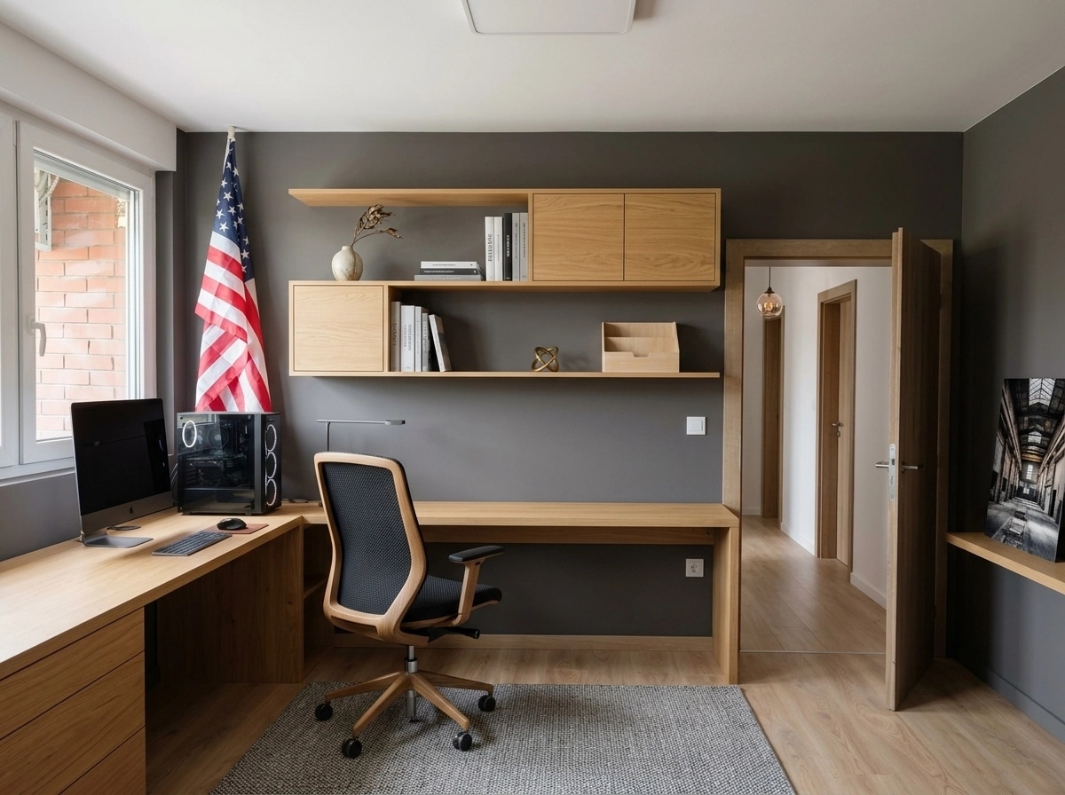 Interior design in Loft / Industrial style — home_office by GenRoom AI