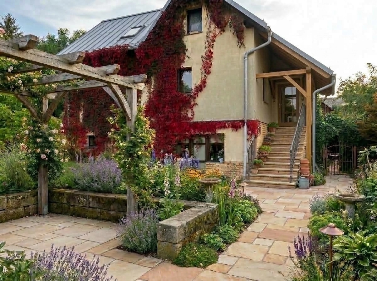 Country Rustic Garden Jardim design — yard photo by GenRoom AI