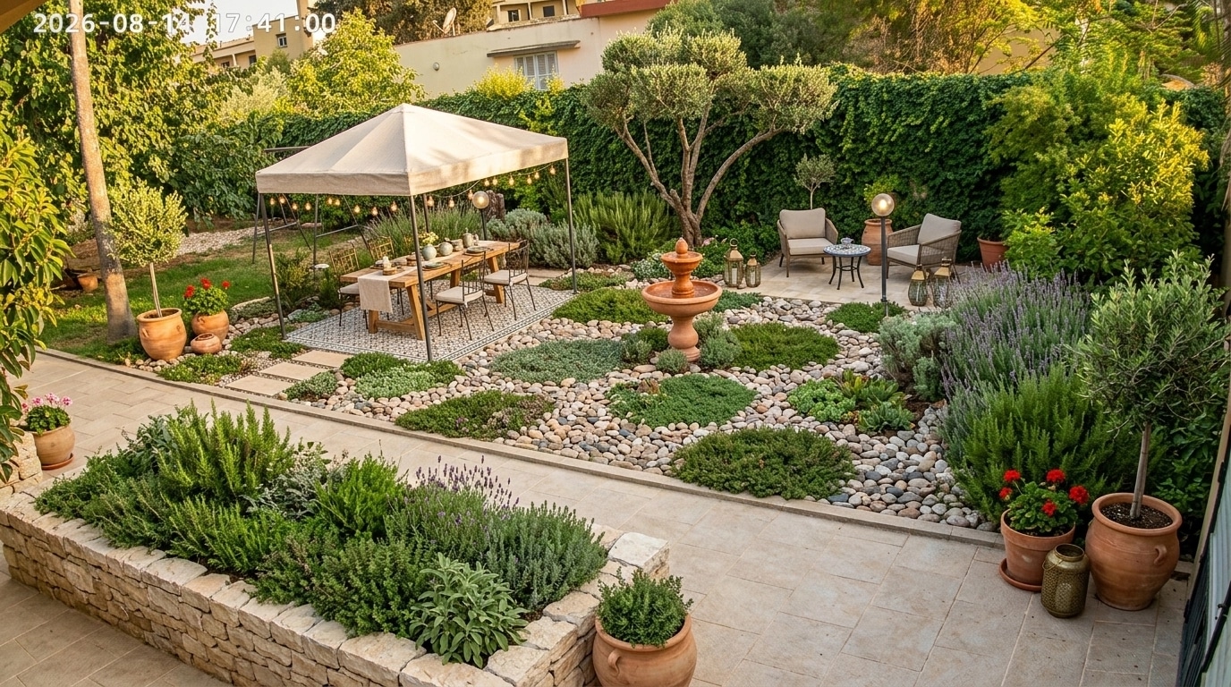 Landscape design in Mediterranean Yard style — Yard by GenRoom AI