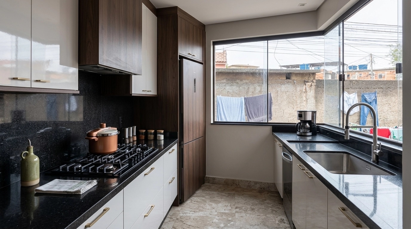Kitchen interior in Portuguese Modern style — photo by GenRoom AI