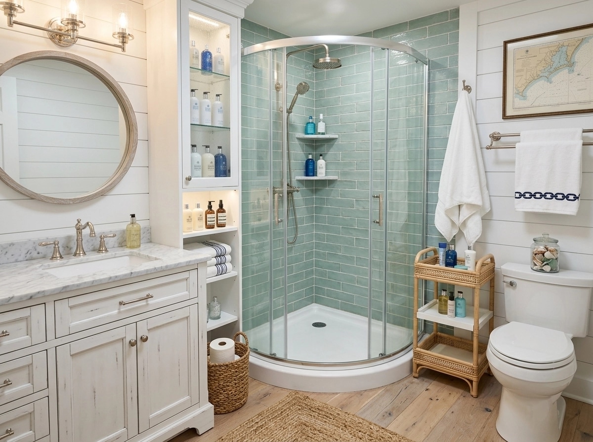 Interior desain di Coastal / Hamptons gaya — Kamar Mandi oleh GenRoom AI