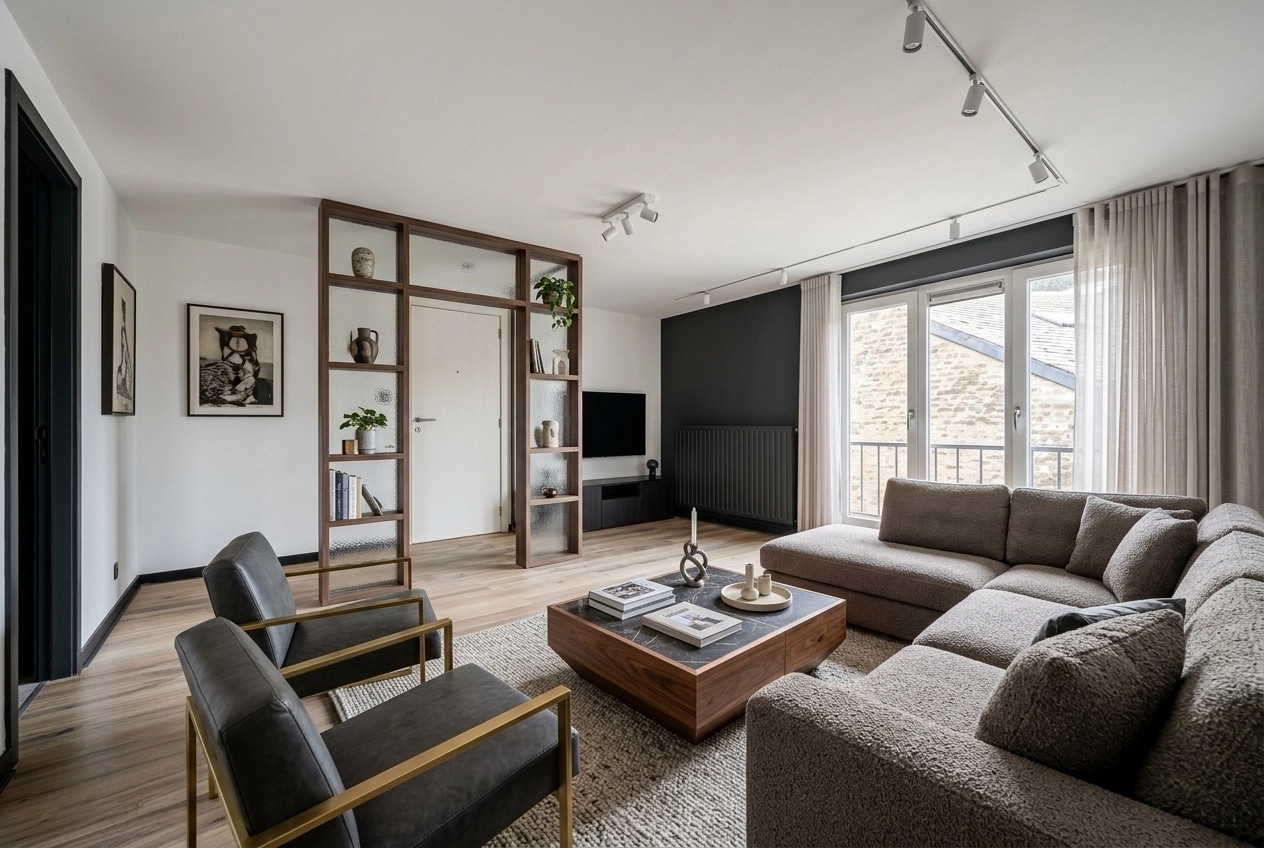 Innenraumdesign im Contemporary-Stil — Wohnzimmer von GenRoom AI