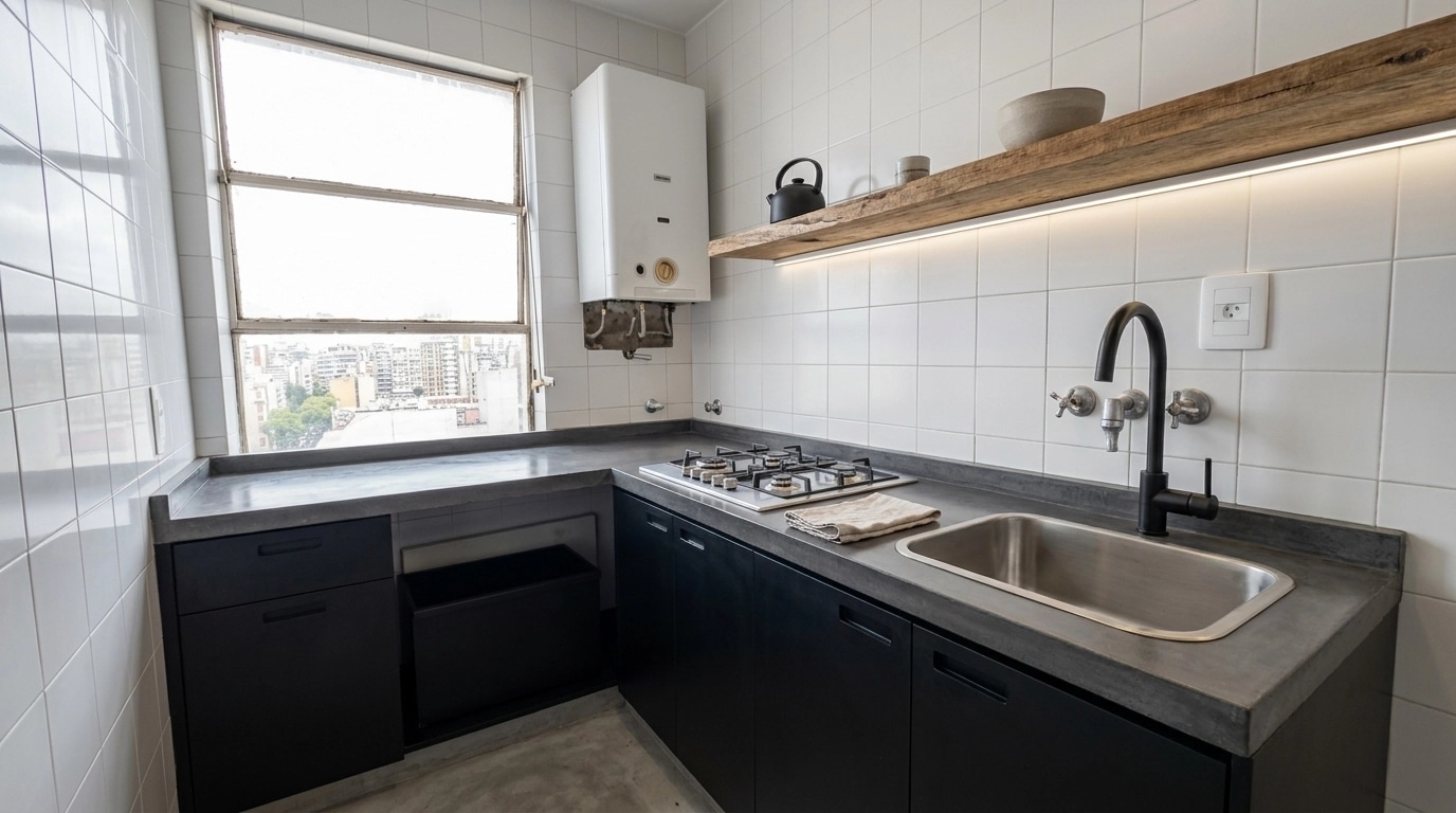 Kitchen interior in Loft / Industrial style — photo by GenRoom AI