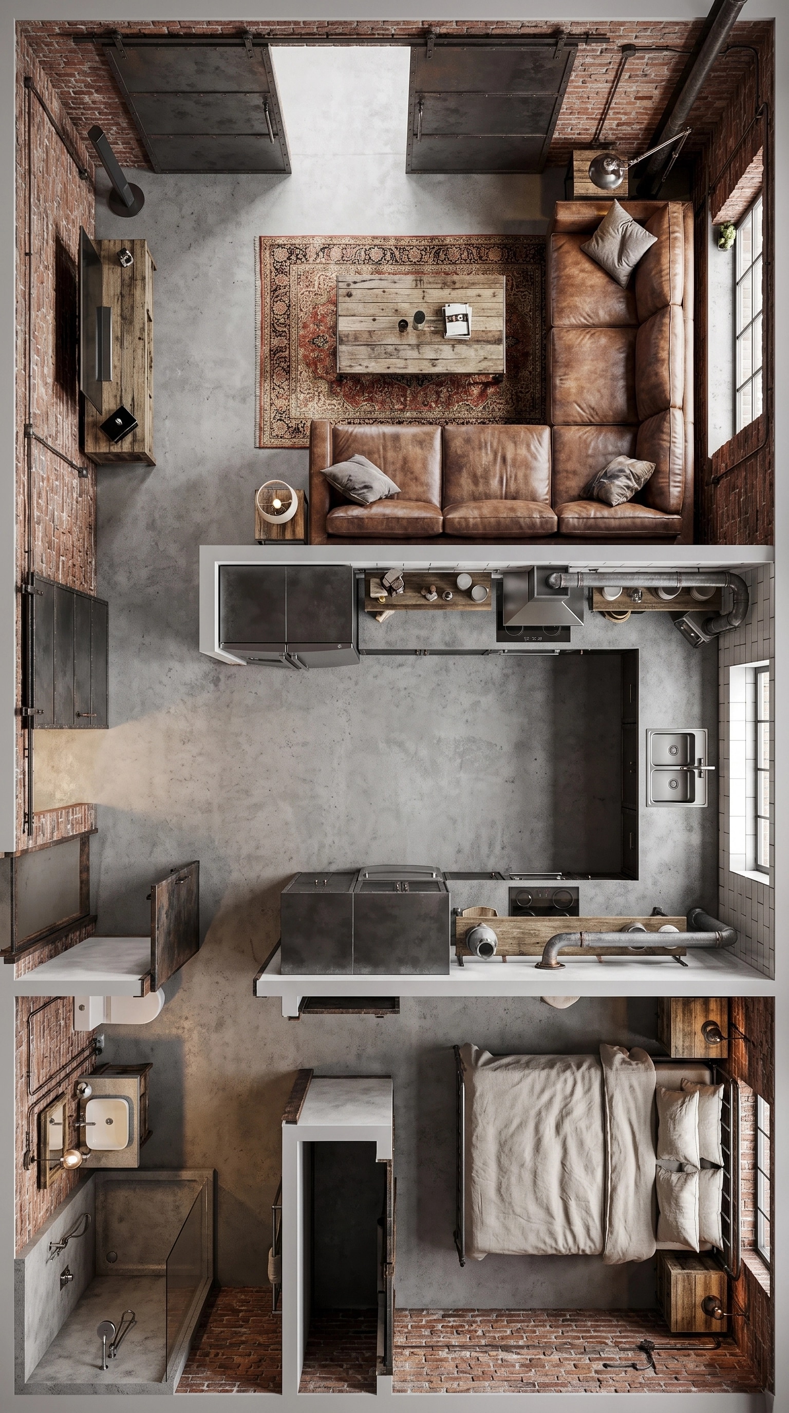Interior design in Loft / Industrial style — Living Room by GenRoom AI