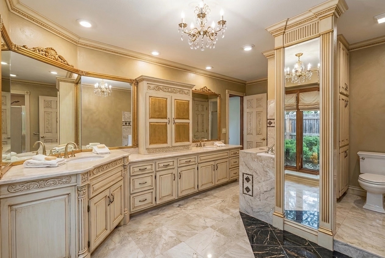 Bathroom interior in Neoclassic style — photo by GenRoom AI