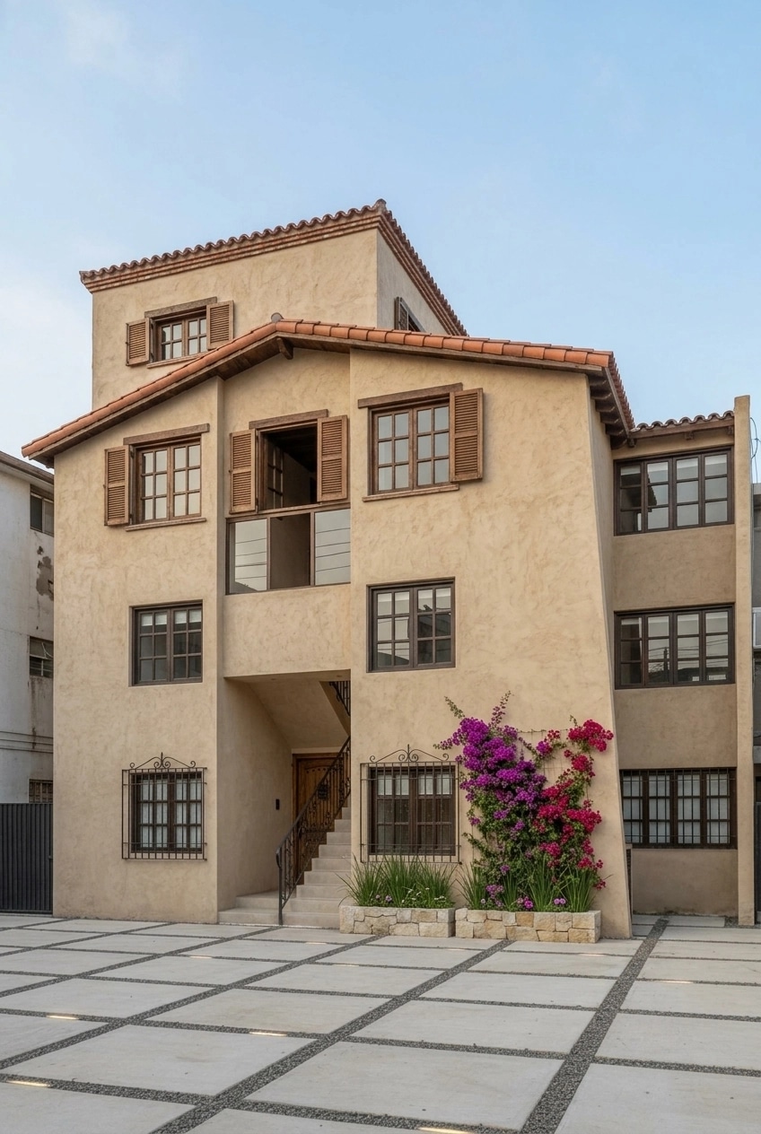Facade design in Mediterranean Facade style — photo by GenRoom AI