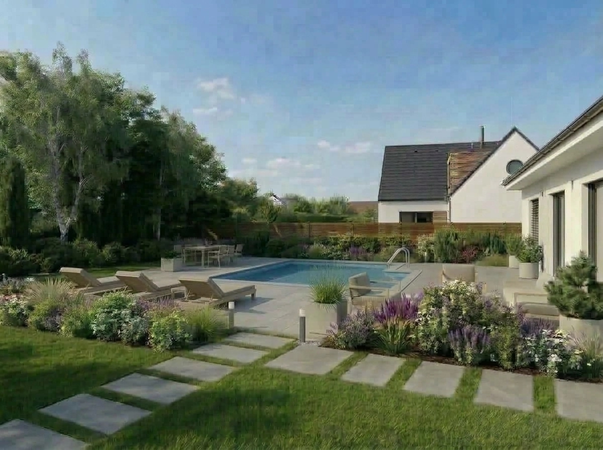 Landscape design in Scandinavian Garden style — Yard by GenRoom AI