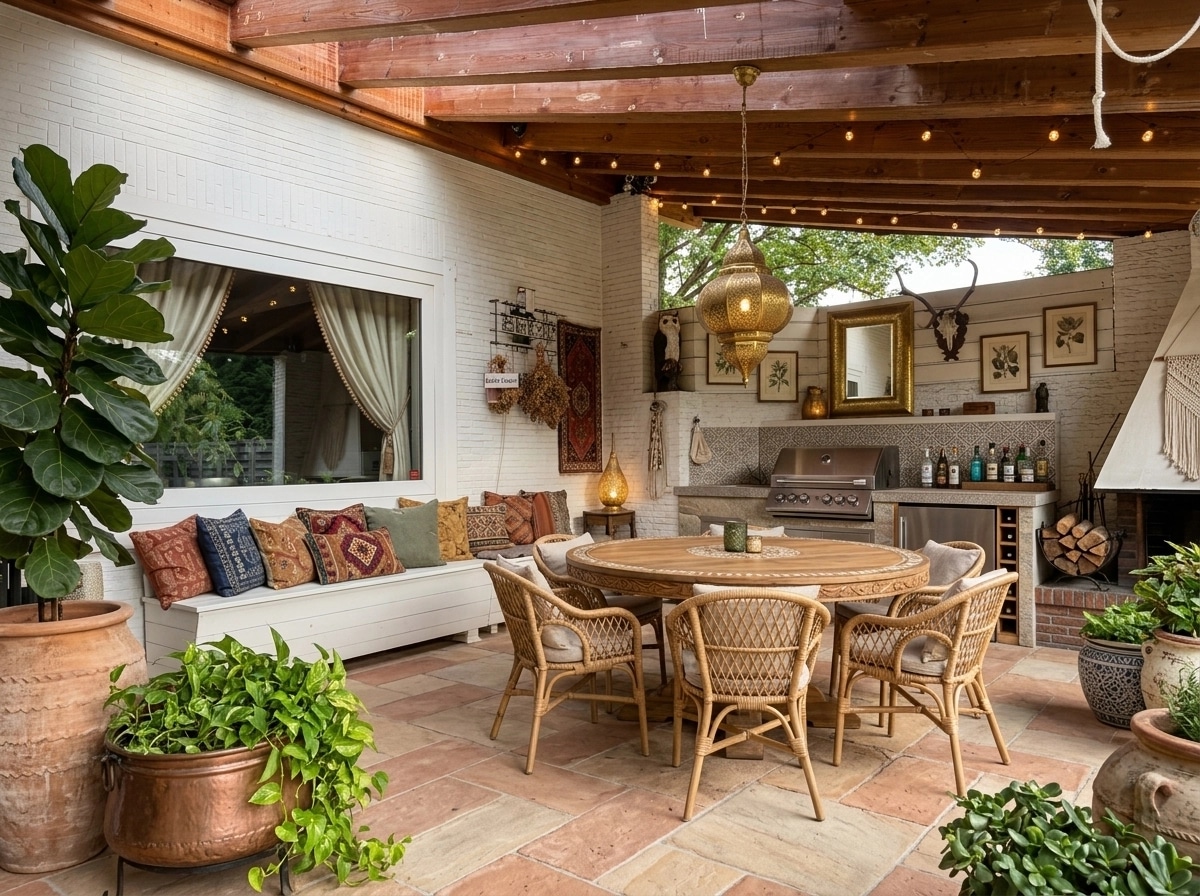Interior design in Bohemian style — terrace by GenRoom AI