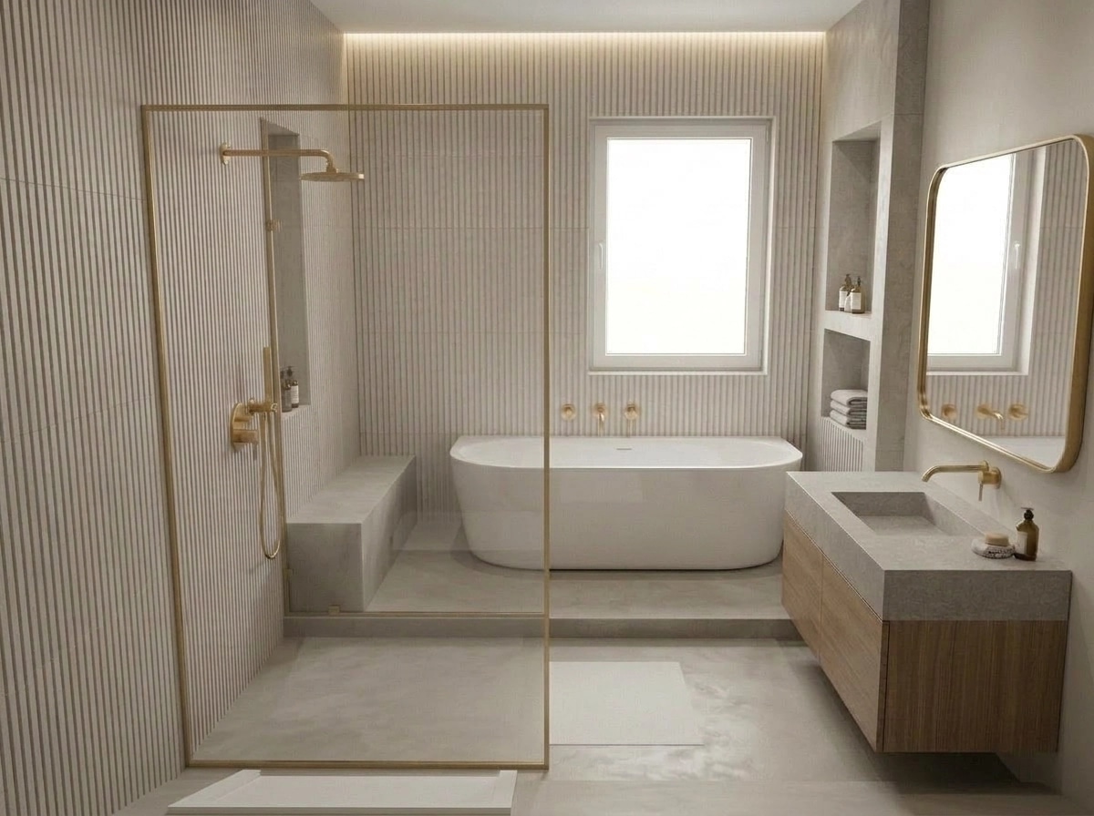Bathroom interior in Minimalism style — photo by GenRoom AI