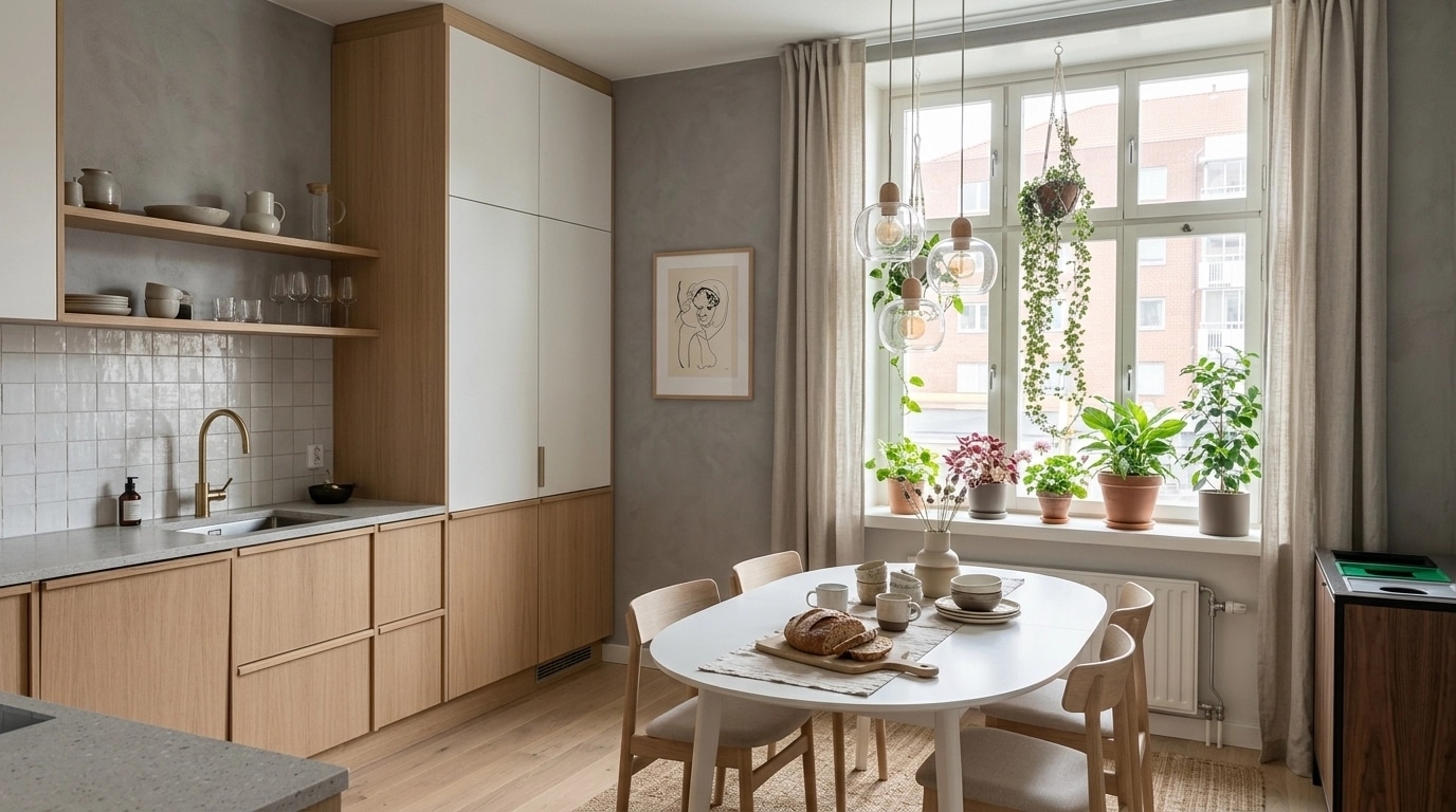 Kitchen interior in Scandinavian style — photo by GenRoom AI