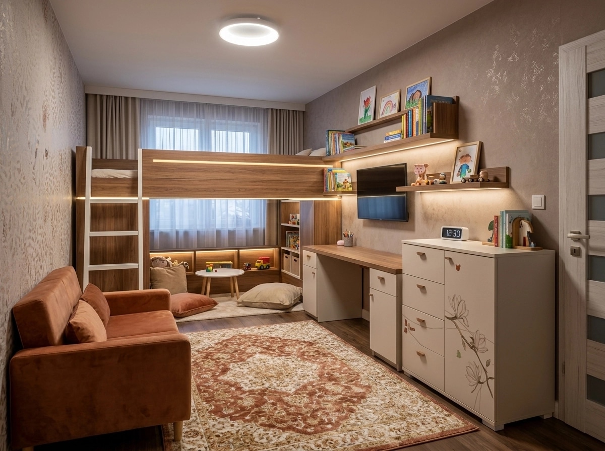 Contemporary Kids Room design — interior photo by GenRoom AI