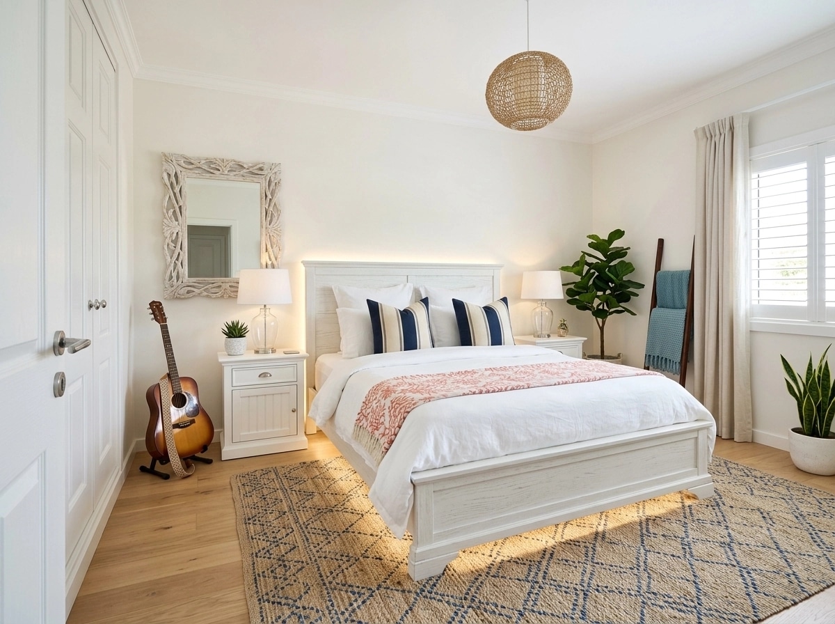 Coastal / Hamptons Bedroom design — interior photo by GenRoom AI