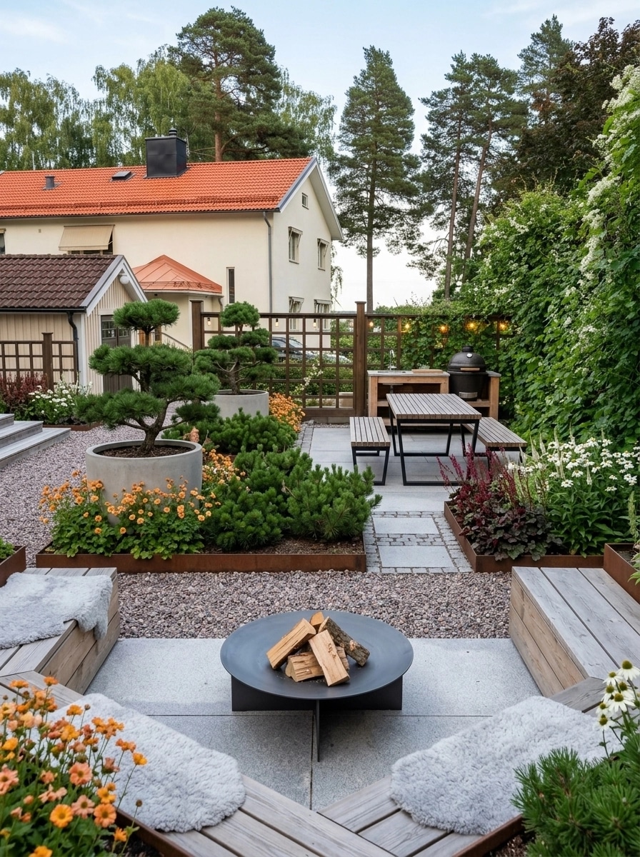 Landscape design in Scandinavian Garden style — Yard by GenRoom AI