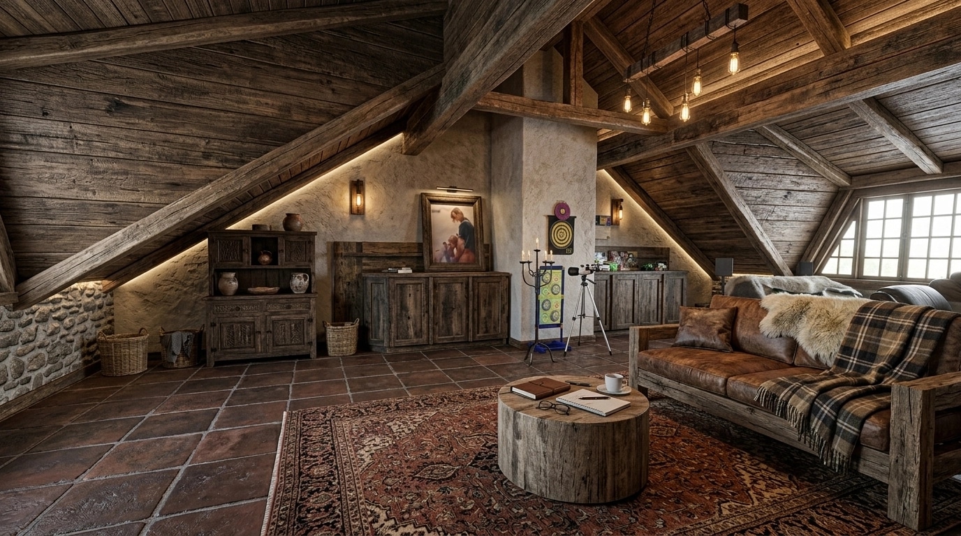 Interior design in Rustic style — attic by GenRoom AI