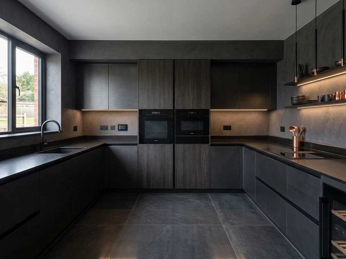 Kitchen interior in Blacktec style — photo by GenRoom AI