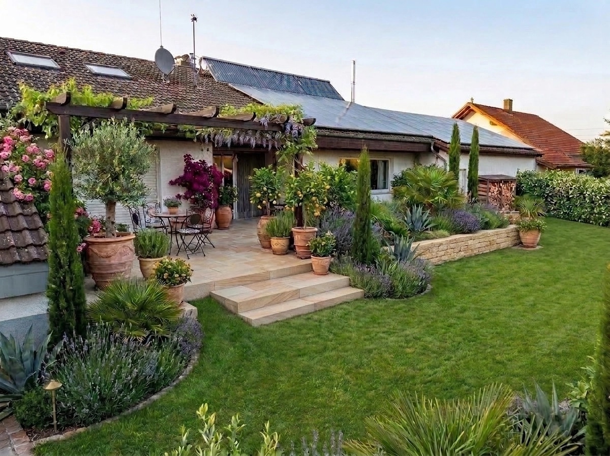 Landscape design in Mediterranean Yard style — Yard by GenRoom AI