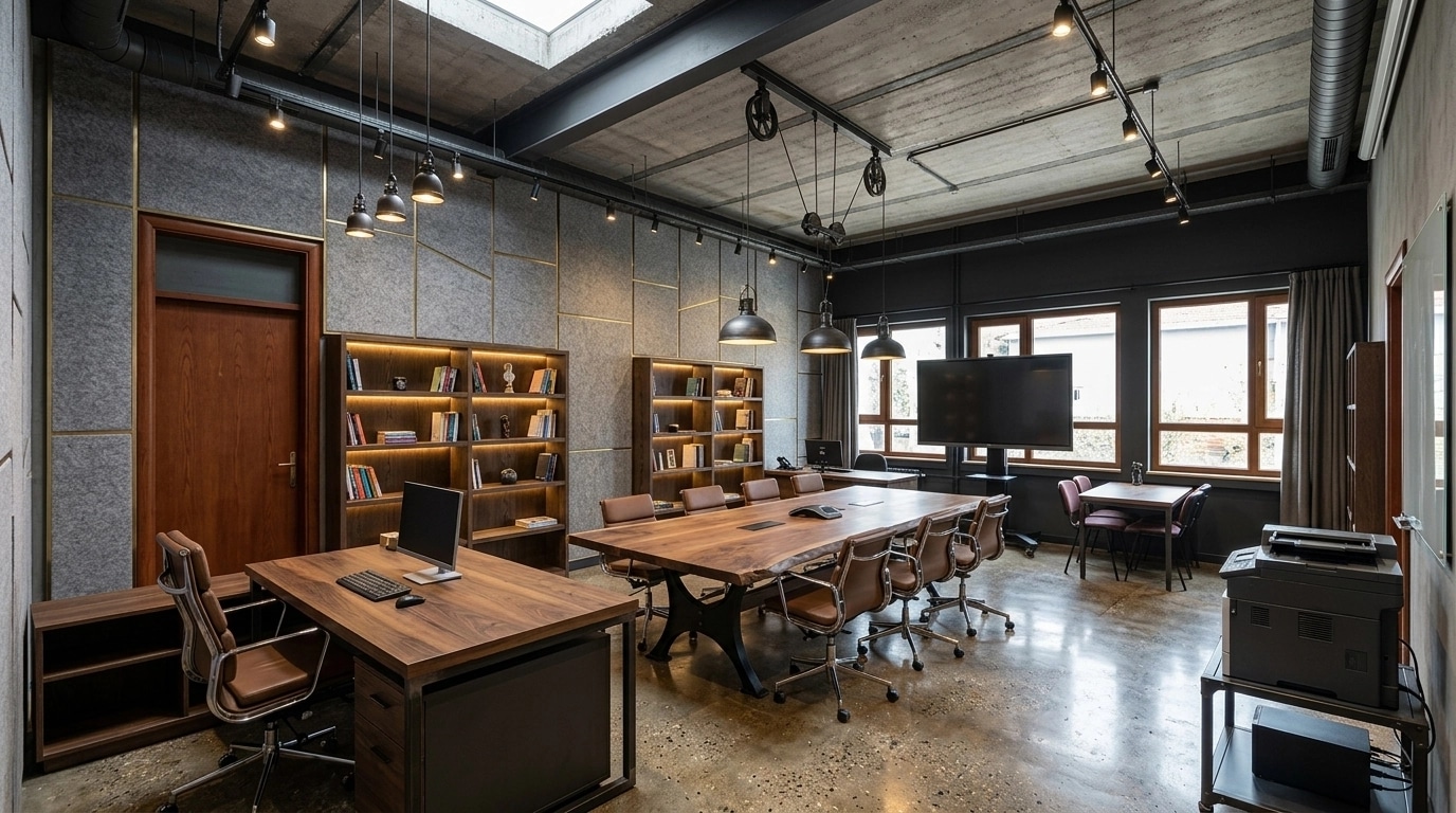 Interior design in Loft / Industrial style — meeting_room by GenRoom AI