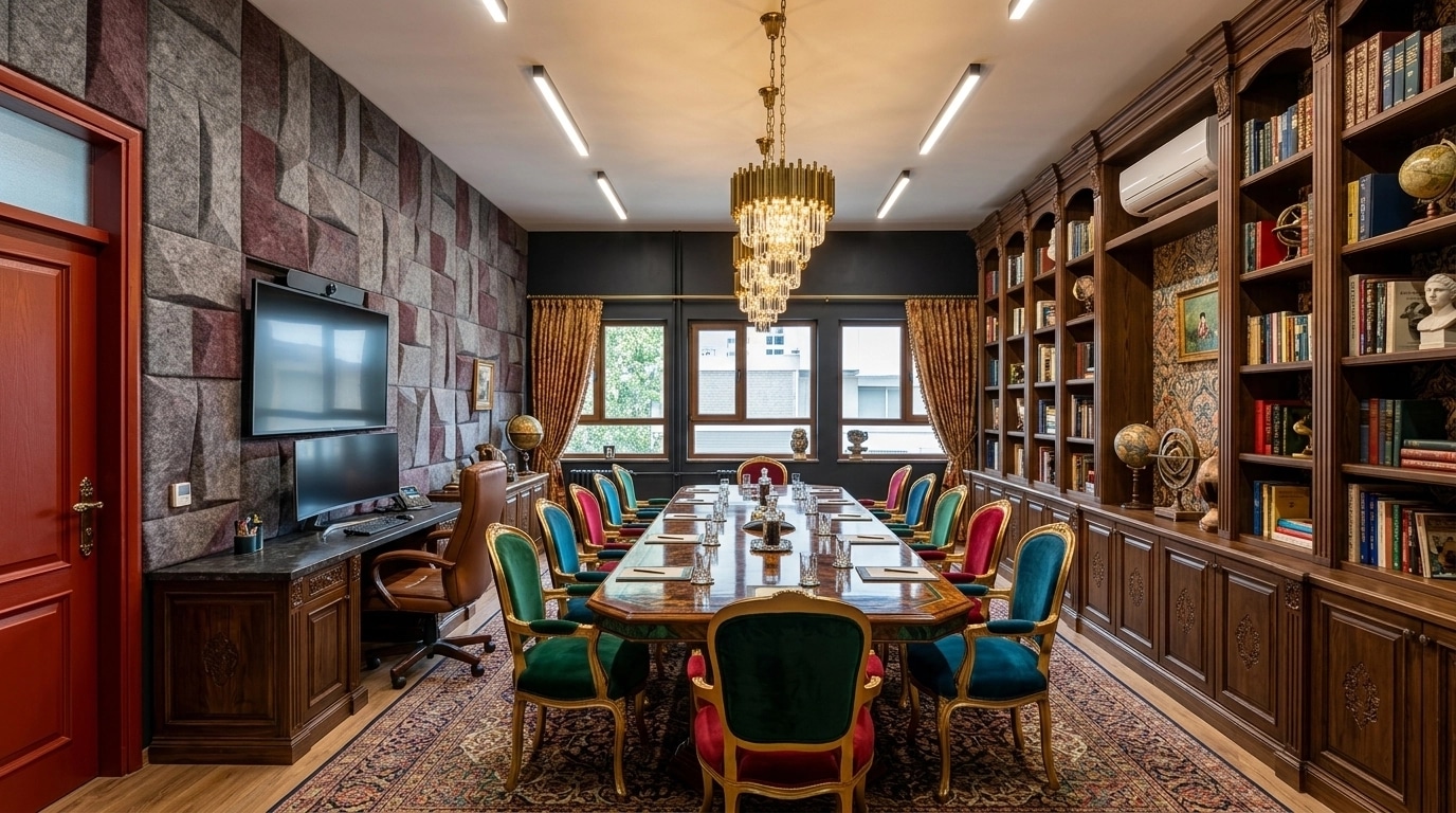 Design de interiores em estilo Maximalist — meeting_room por GenRoom AI