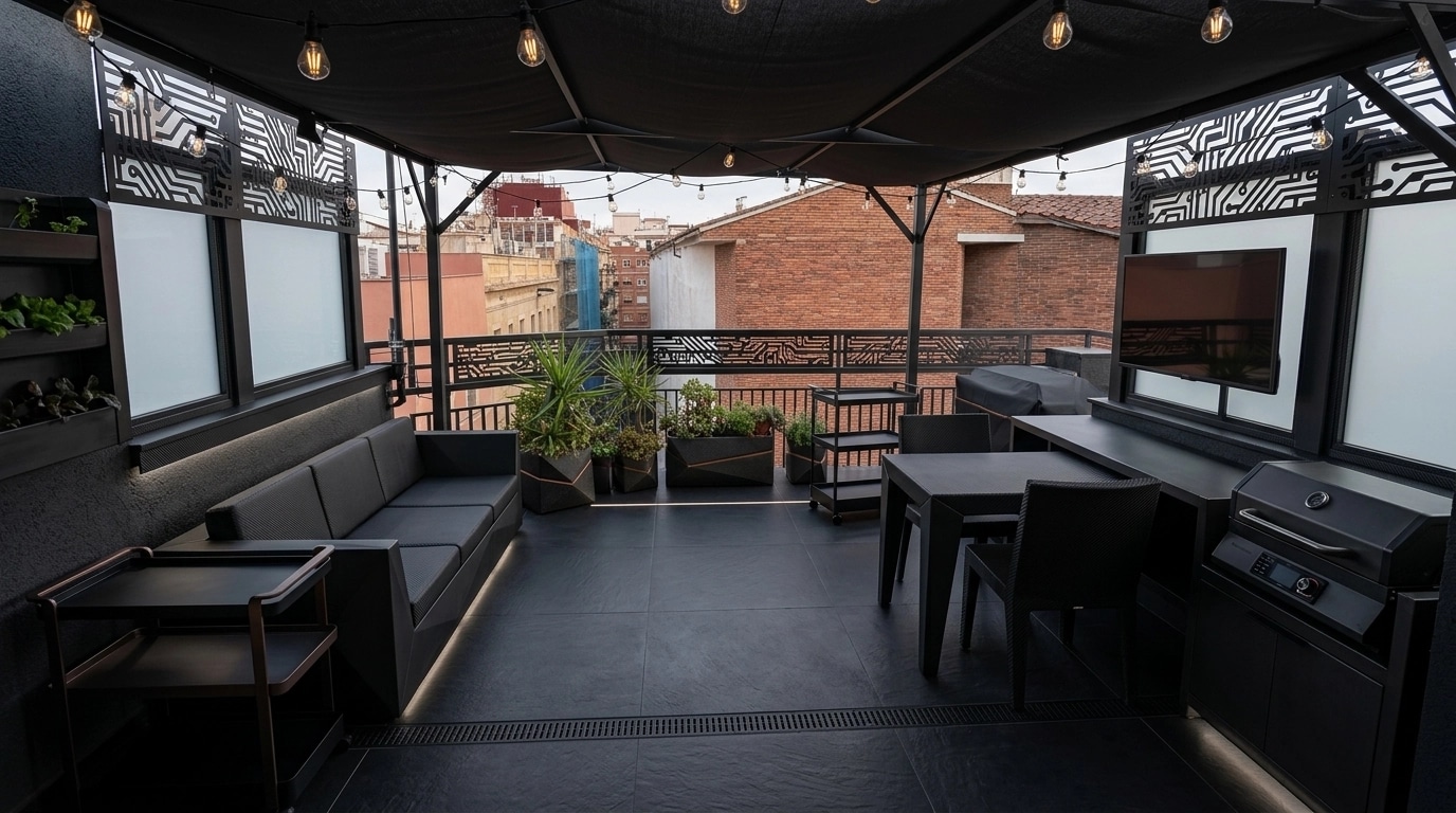 Interior design in Blacktec style — terrace by GenRoom AI