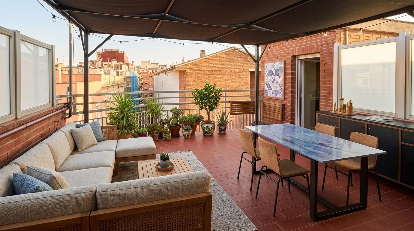 Interior design in Portuguese Modern style — terrace by GenRoom AI