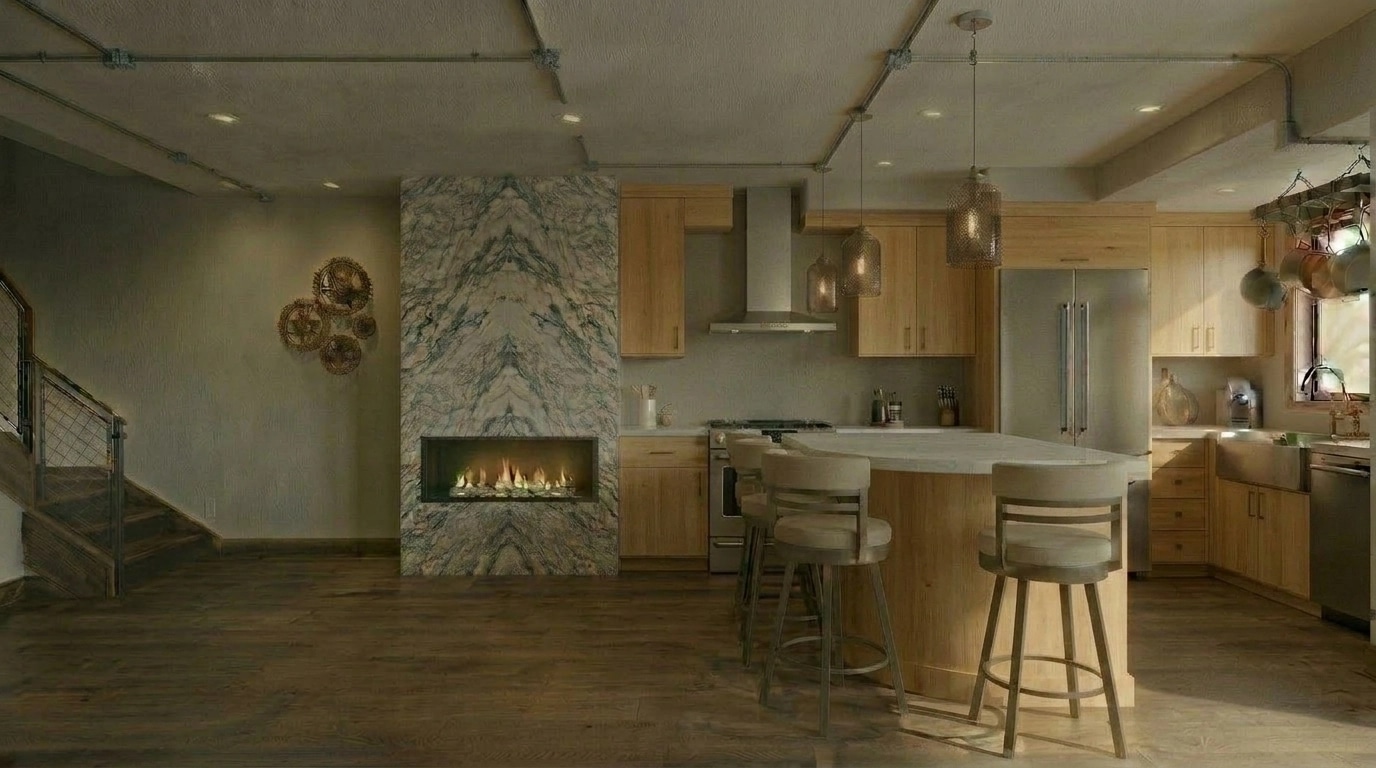 Interior design in Loft / Industrial style — Kitchen by GenRoom AI