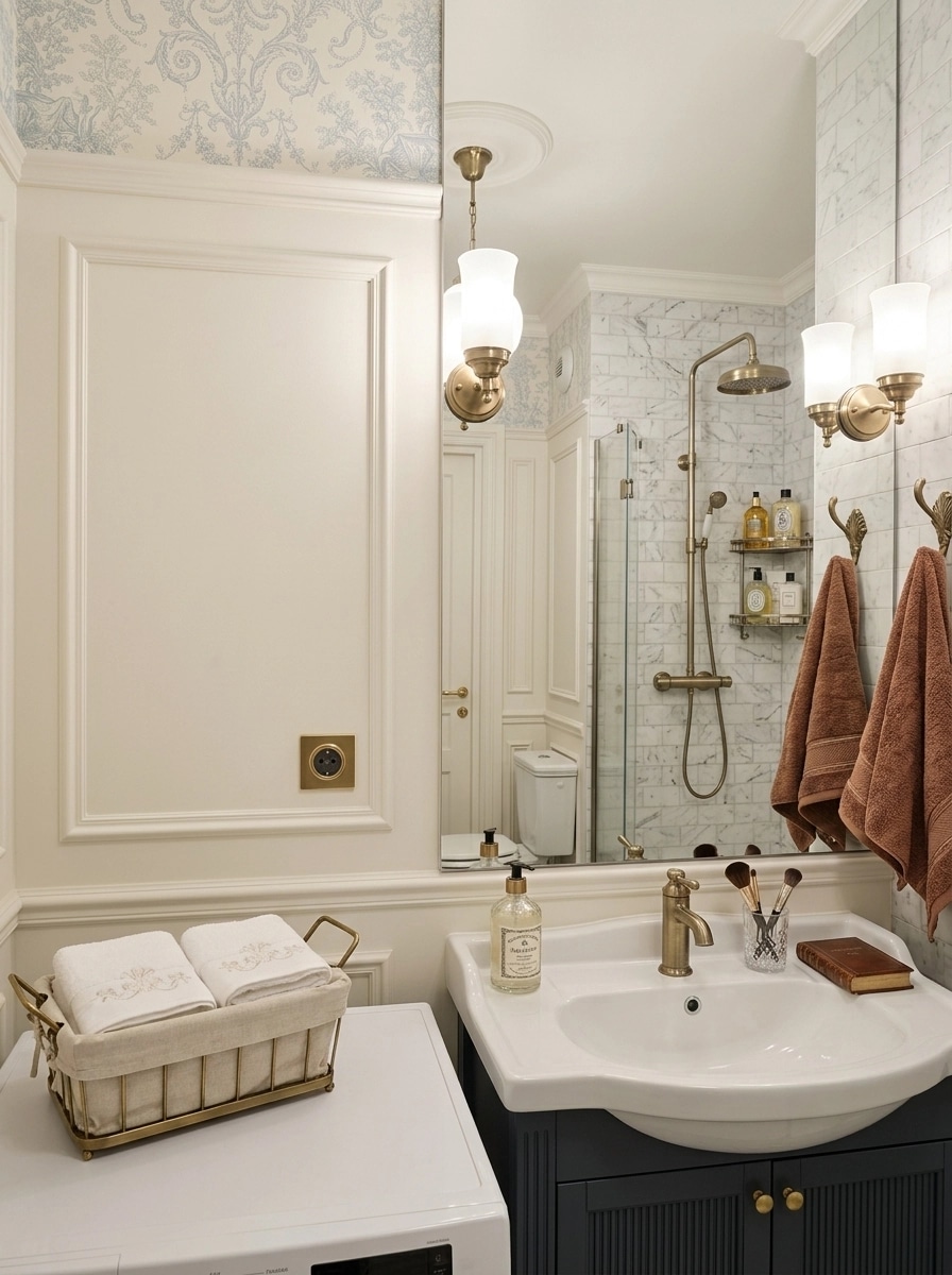 Bathroom interior in French Parisian style — photo by GenRoom AI