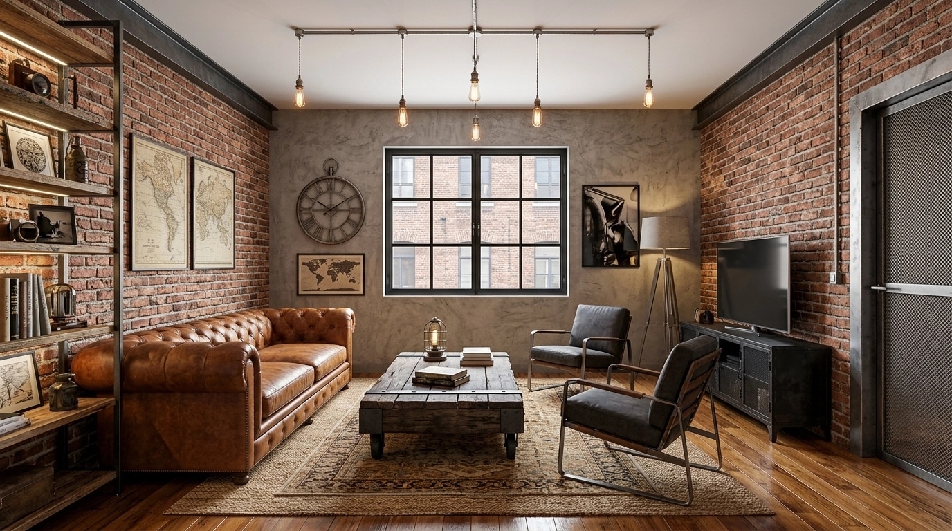 Interior design in Loft / Industrial style — Living Room by GenRoom AI