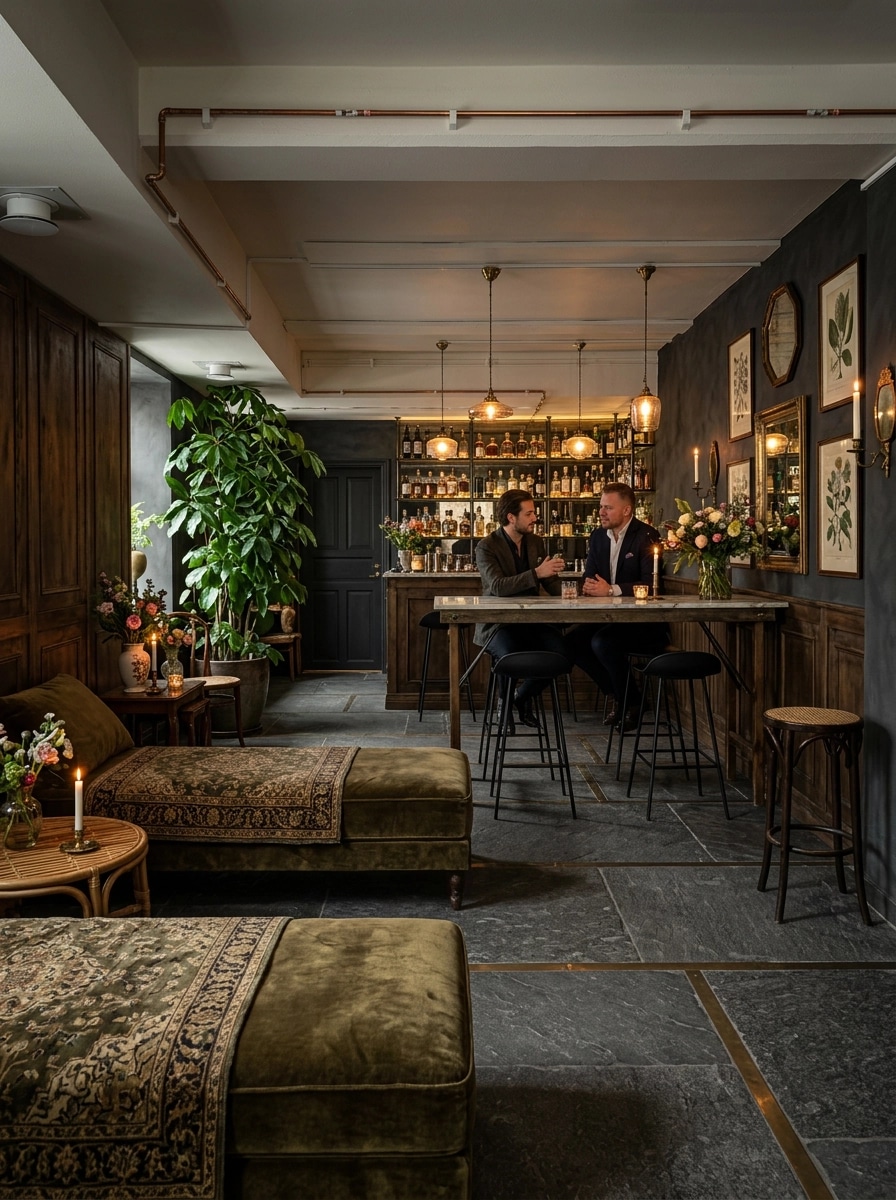Interior design in Blacktec style — bar by GenRoom AI