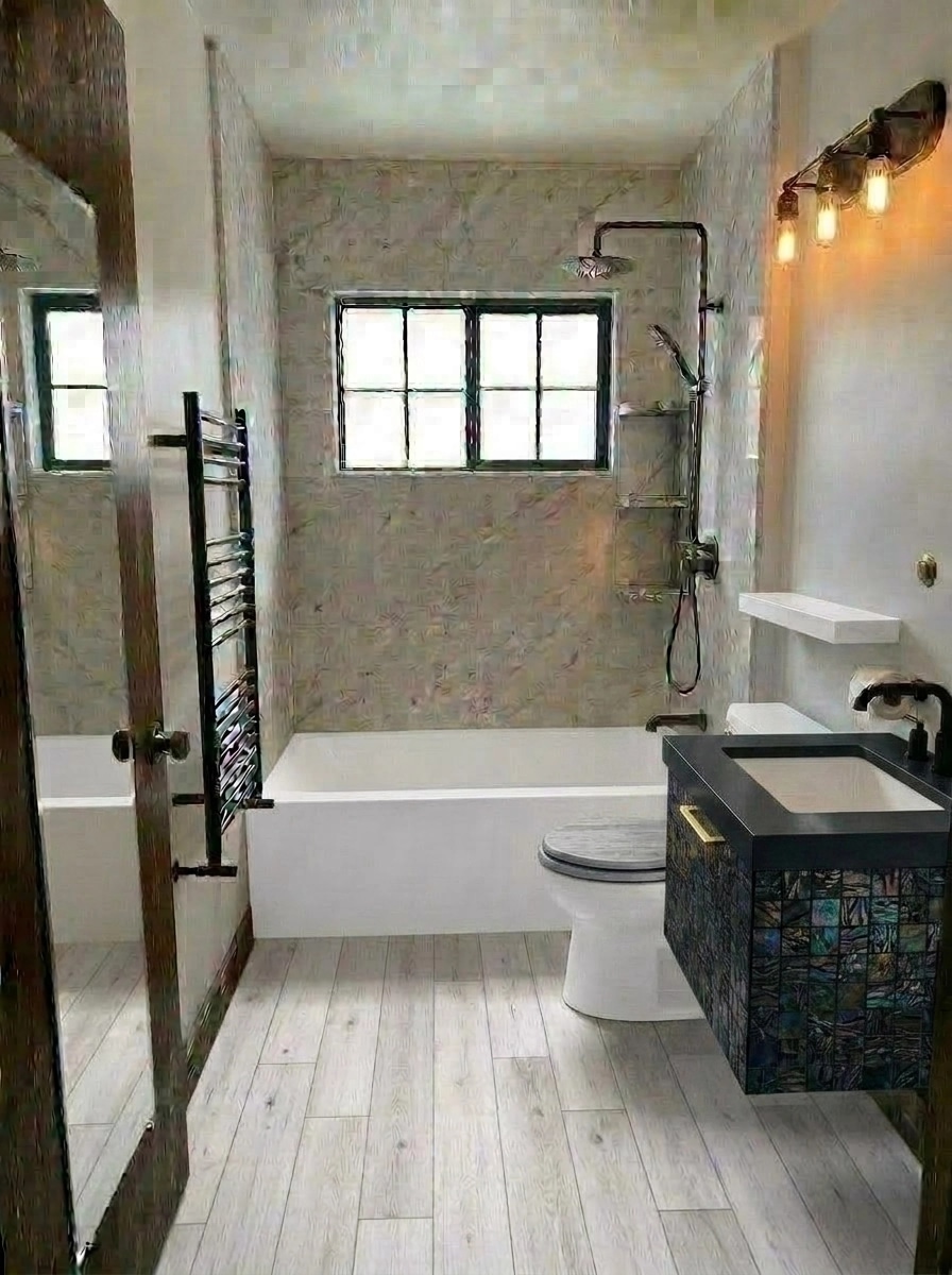 Bathroom interior in Loft / Industrial style — photo by GenRoom AI