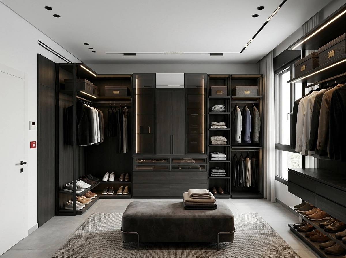 Interior design in Blacktec style — wardrobe by GenRoom AI