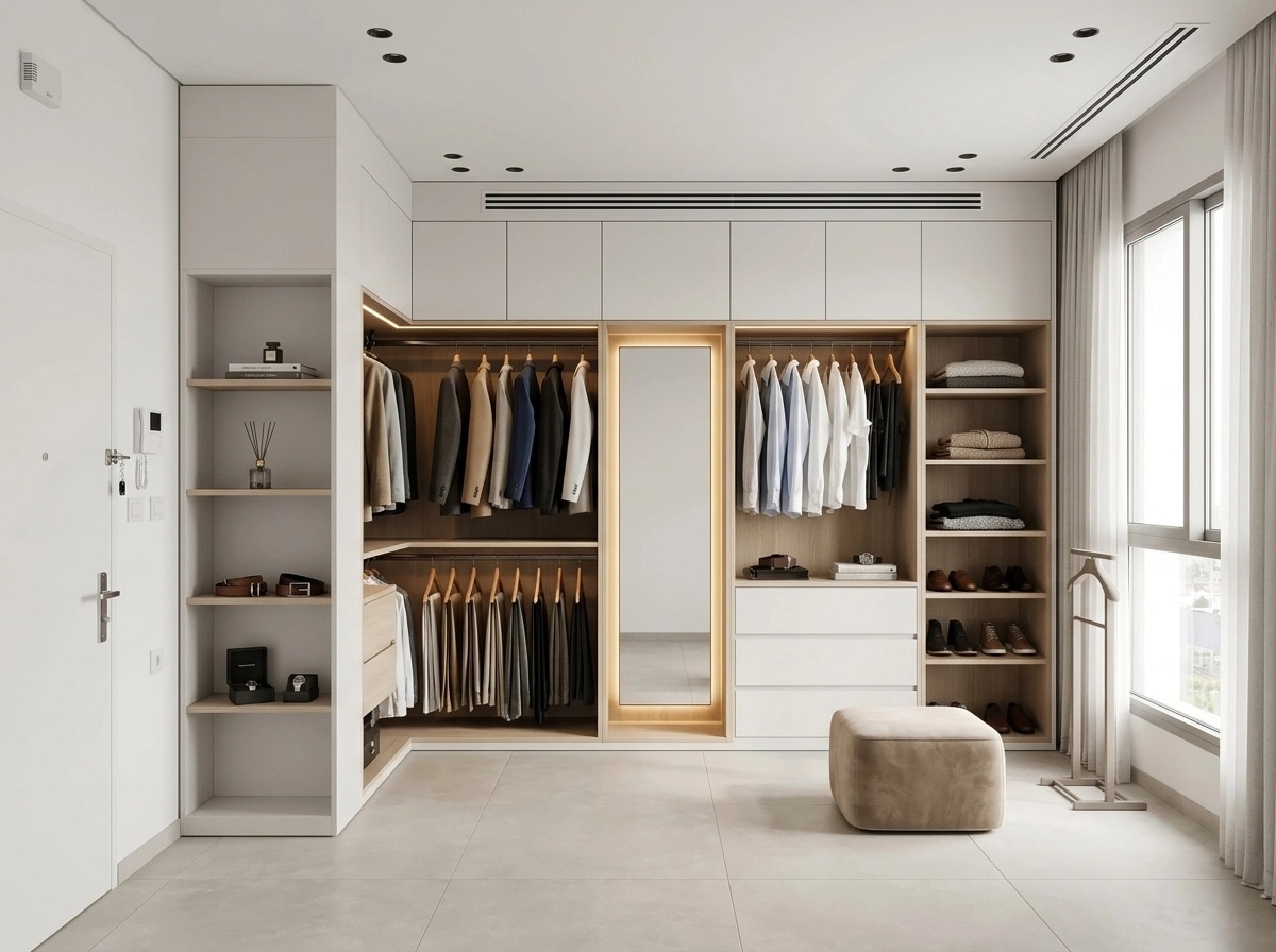 Interior design in Minimalism style — wardrobe by GenRoom AI