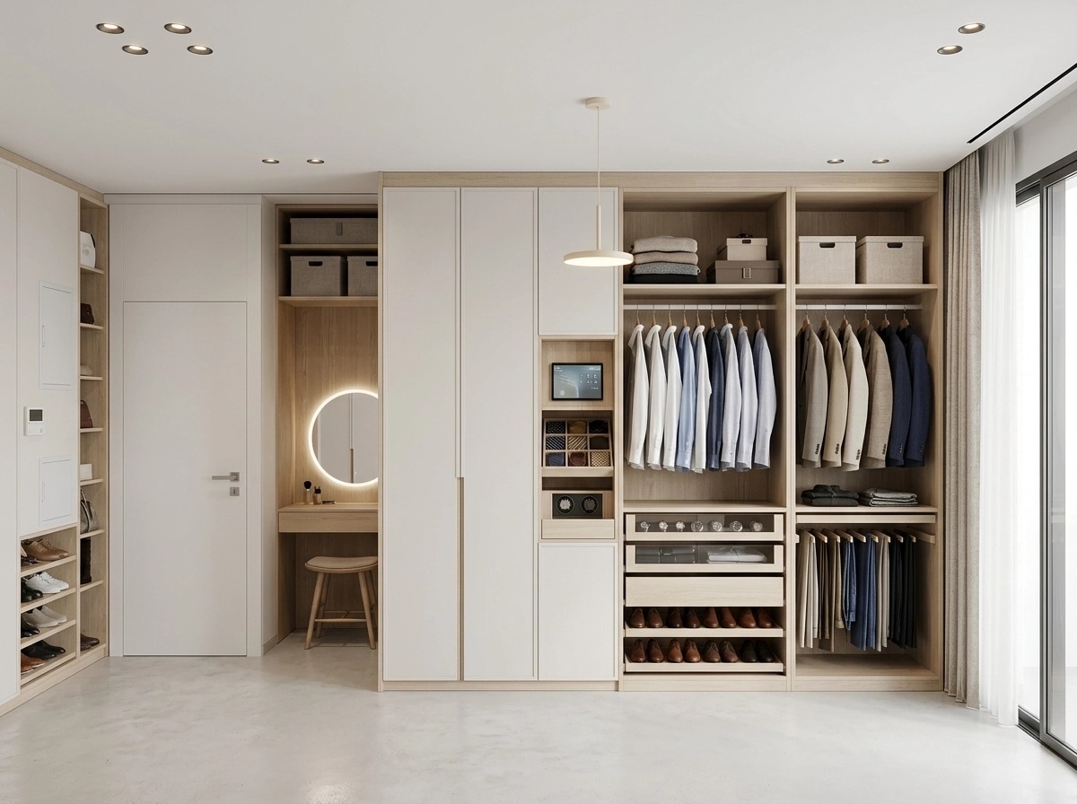 Interior design in Scandinavian style — wardrobe by GenRoom AI