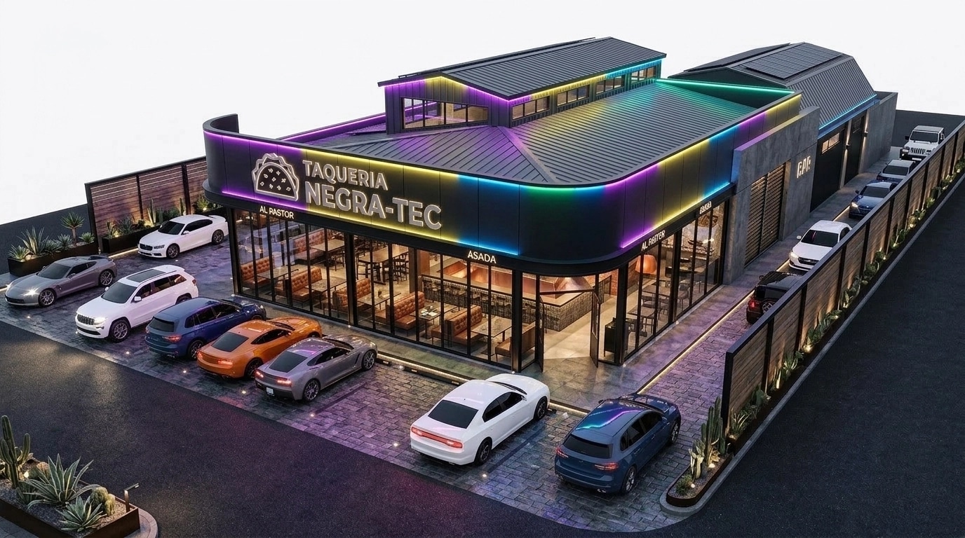Facade design in Blacktec Facade style — Facade by GenRoom AI