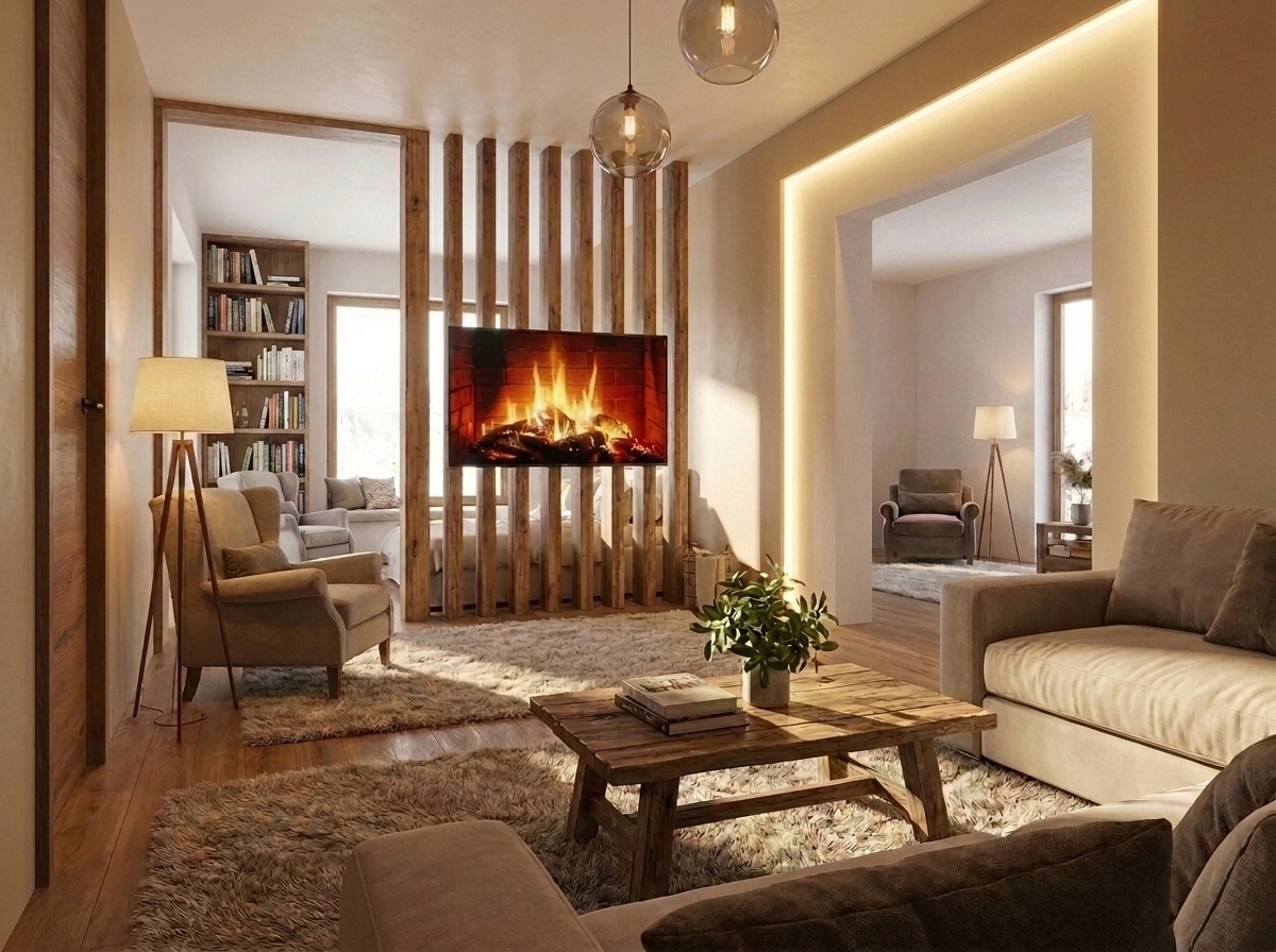 Интерьер дизайны Coastal / Hamptons стилінде — GenRoom AI жасаған Қонақ бөлме