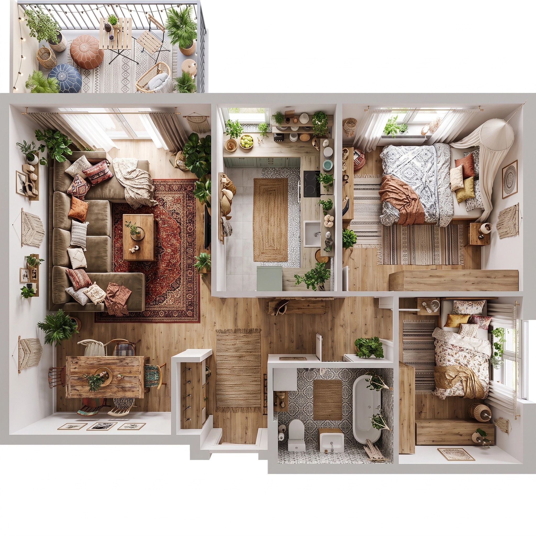 Interior design in Bohemian style — Living Room by GenRoom AI