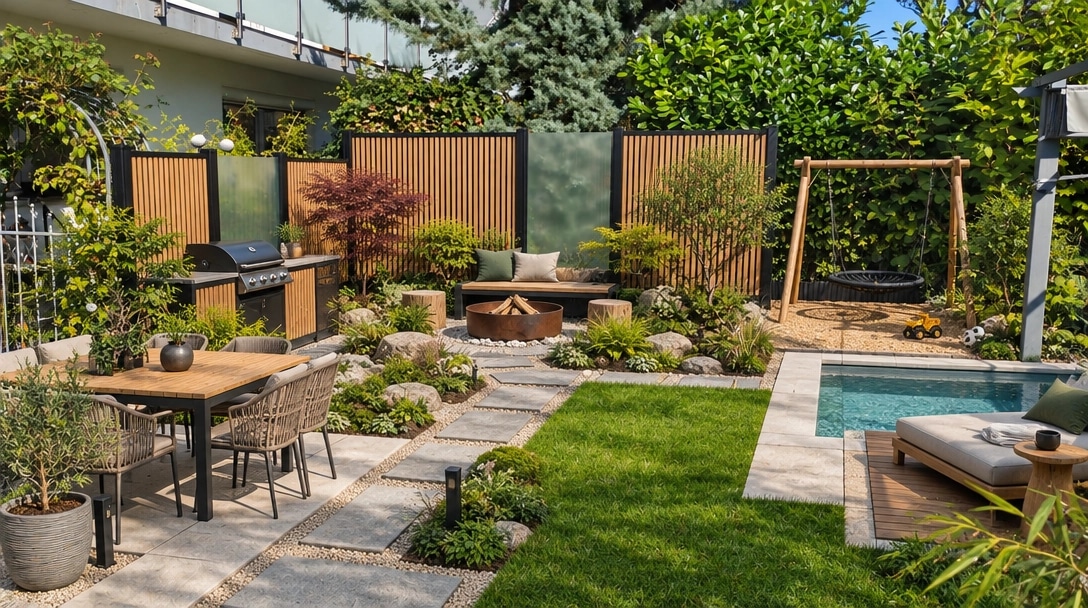Návrh krajiny ve stylu Japanese Garden styl — Dvůr od GenRoom AI