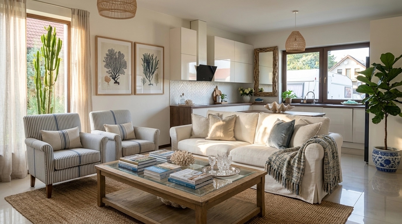 Interior design in Coastal / Hamptons style — Living Room by GenRoom AI