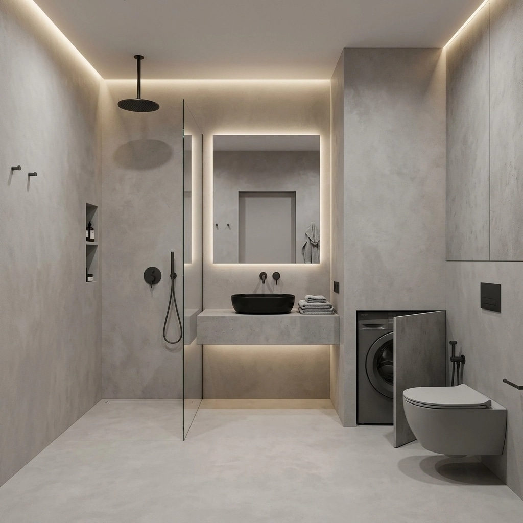 Bathroom interior in Minimalism style — photo by GenRoom AI