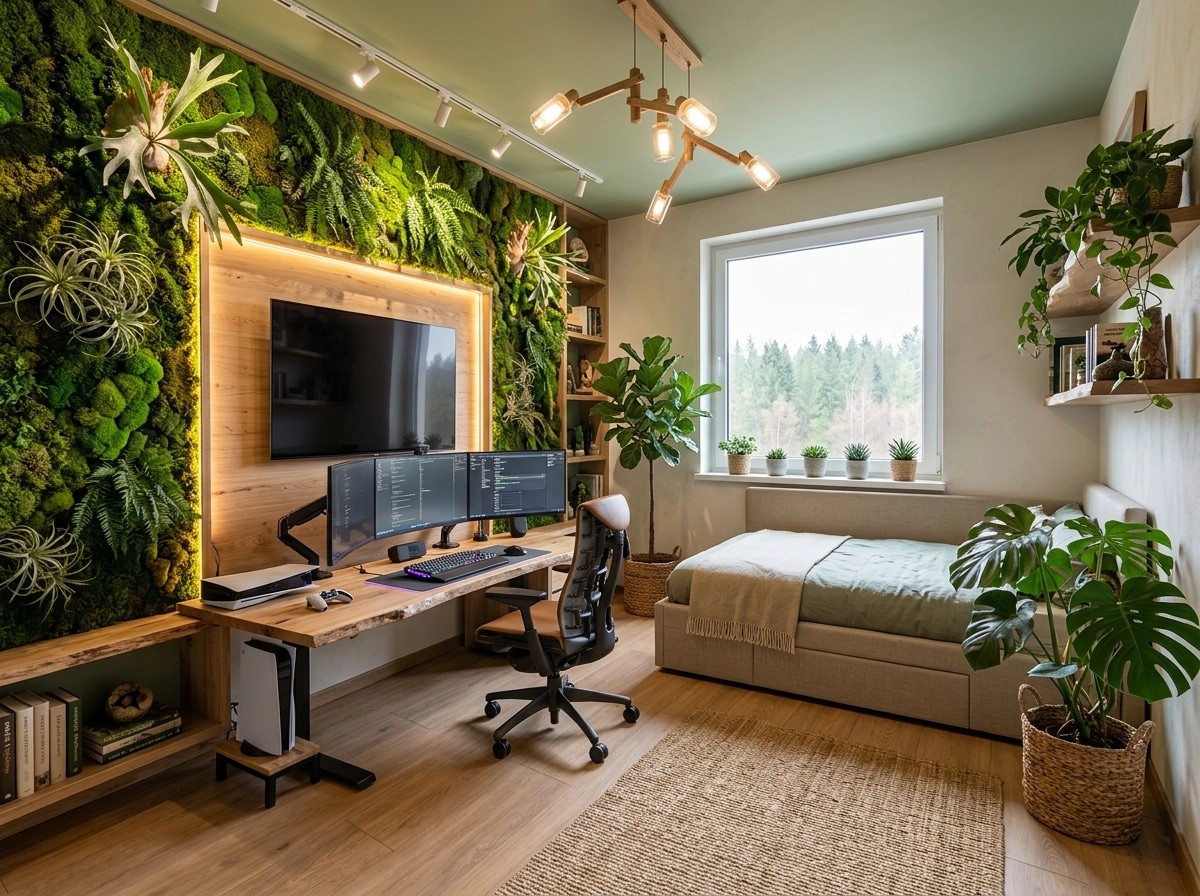 Interior design in Biophilic style — home_office by GenRoom AI