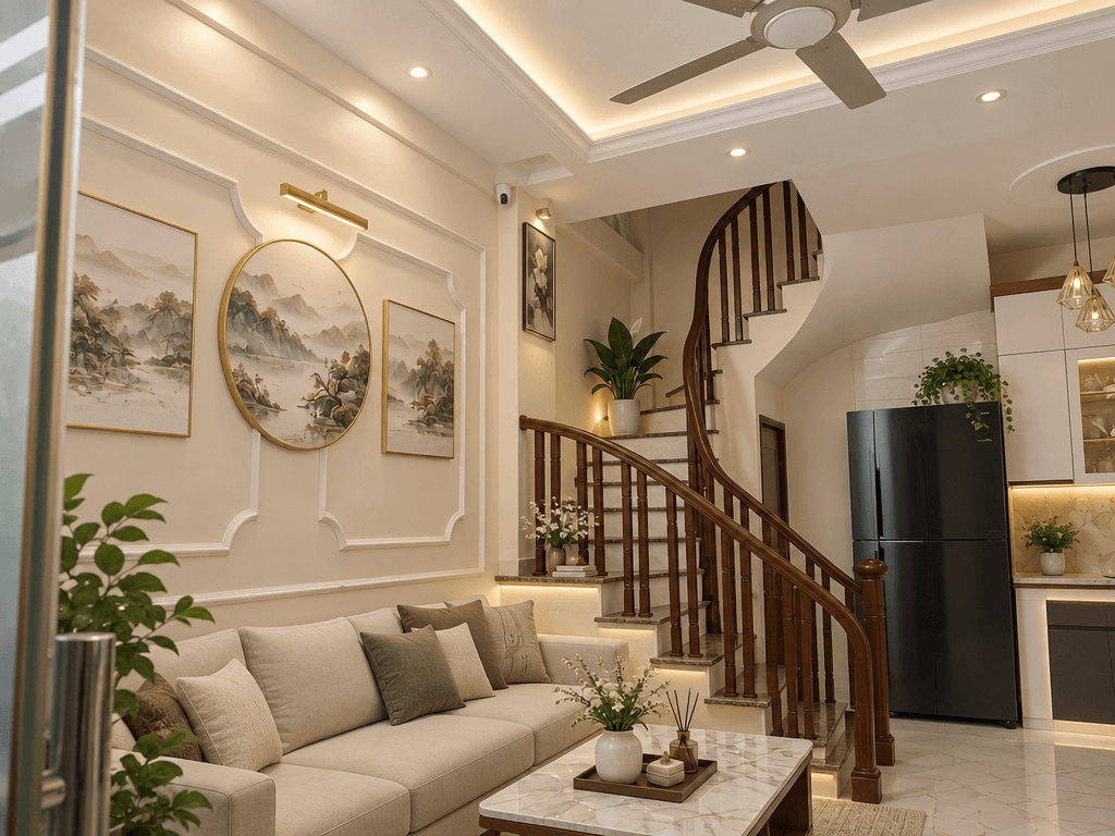 Neoclassic Living Room design — interior photo by GenRoom AI