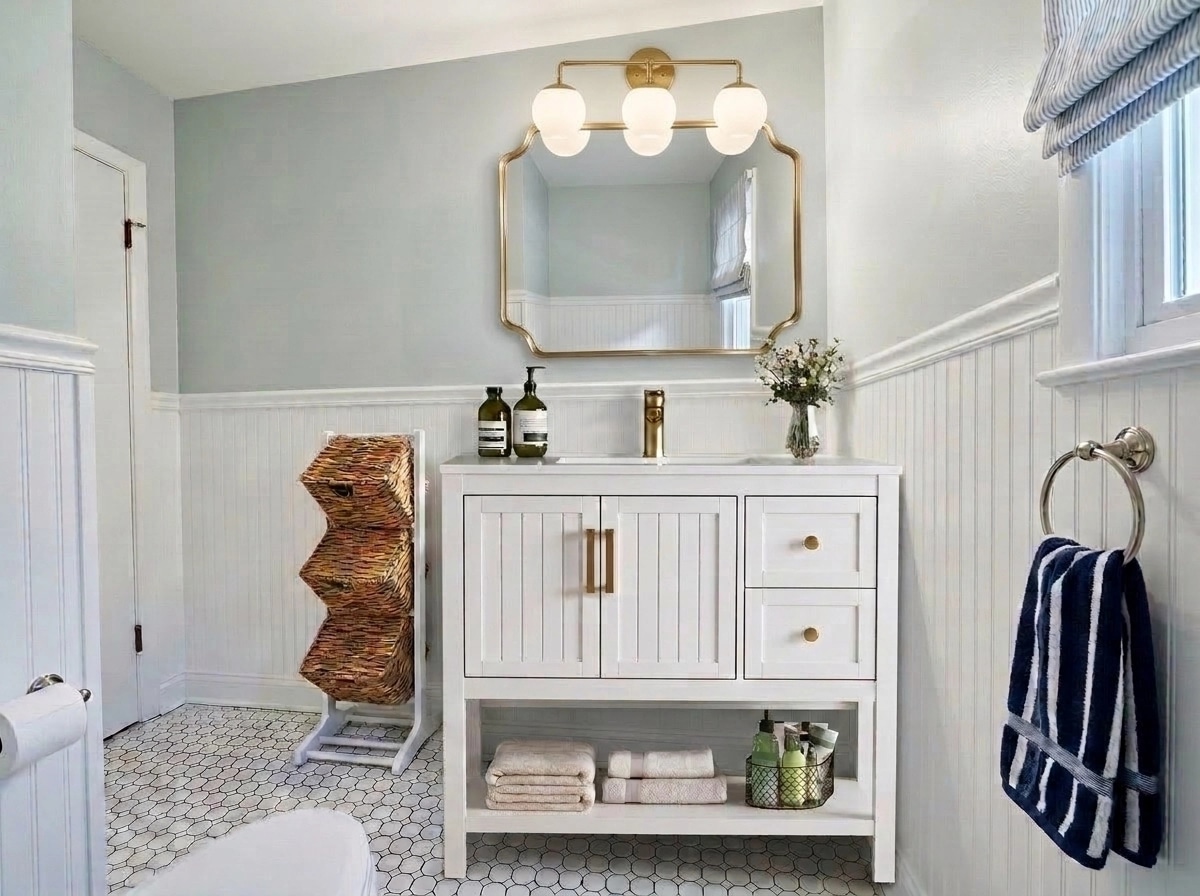 Interior design in Coastal / Hamptons style — Bathroom by GenRoom AI