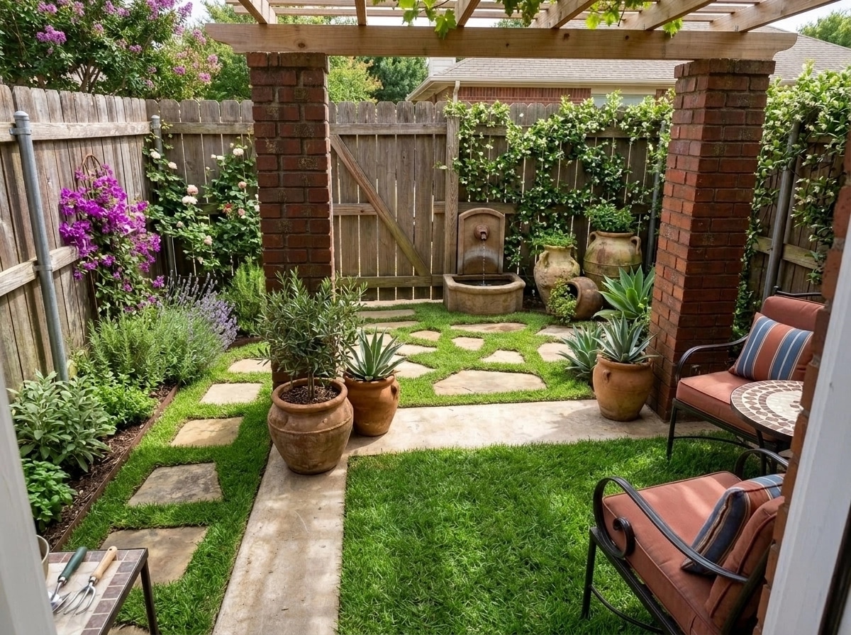 Landscape design in Mediterranean Yard style — Yard by GenRoom AI