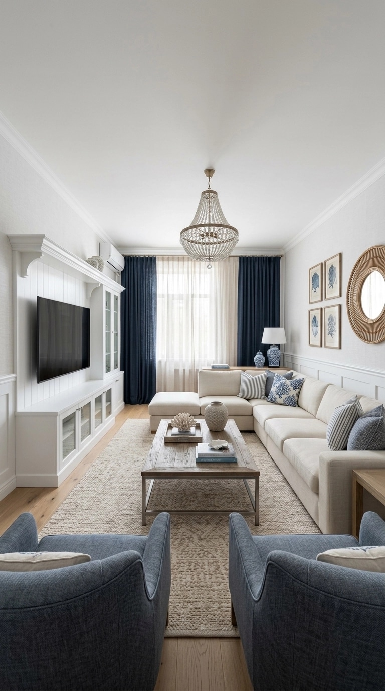 Interior design in Coastal / Hamptons style — Living Room by GenRoom AI