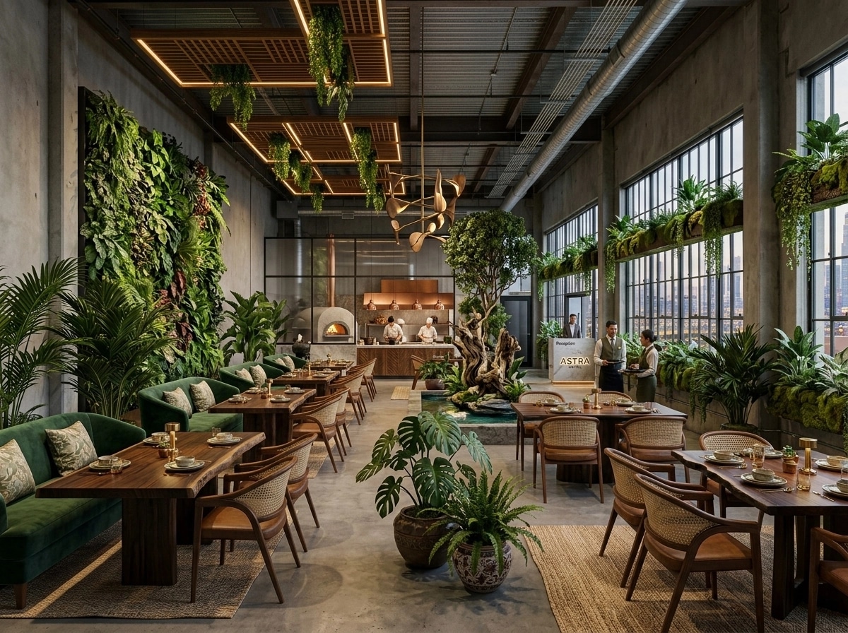 Interior design in Biophilic style — restaurant by GenRoom AI